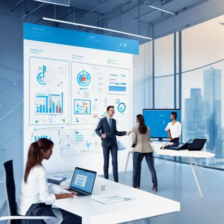 Business team collaborating on AI workflow strategies